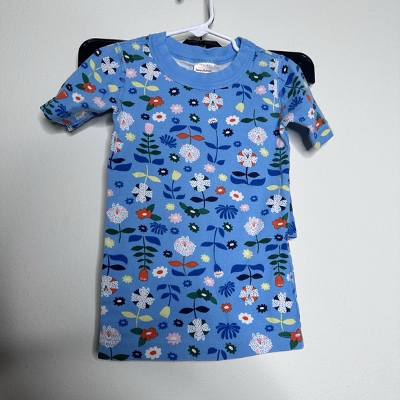 Hanna Andersson Other - Hanna Andersson Size 5 T Floral Short Sleeve Pajama Set Blue Easter Organic cott